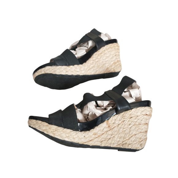 Kenneth Cole Reaction Women's Black Leather Fabric Espadrilles "Dare U" Size 8 - Picture 1 of 15